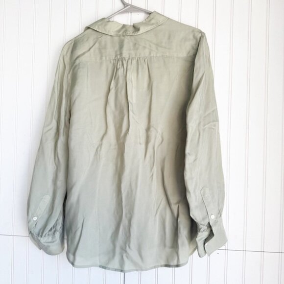 J. Crew Size M Olive Green Eco Cupro-blend Collared V-neck popover top Blouse - Picture 6 of 6